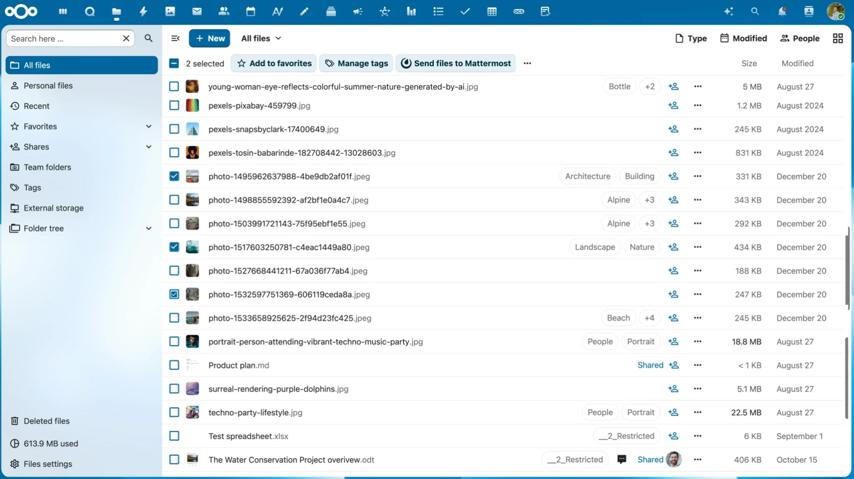 Nextcloud Files: Ordner, Suche, Drag-and-Drop, Teilen-Dialog